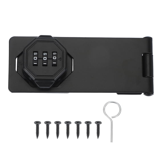 Uxcell Password Rotary Hasp Locks, Mechanical Cabinet Combination Latch Lock Black 5"
