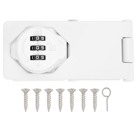 Uxcell Password Rotary Hasp Locks (White), Tri-fold Keyless 3-Digit Combination Security Slide Latch Cabinet Locks, Suit For - Door/Closet/Barn/Bathroom/Outdoor/Garden