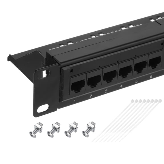 Uxcell Patch Panel, 1U 19" Cat6 Key Stone Blank Network 24-Port Patch Panel for PC