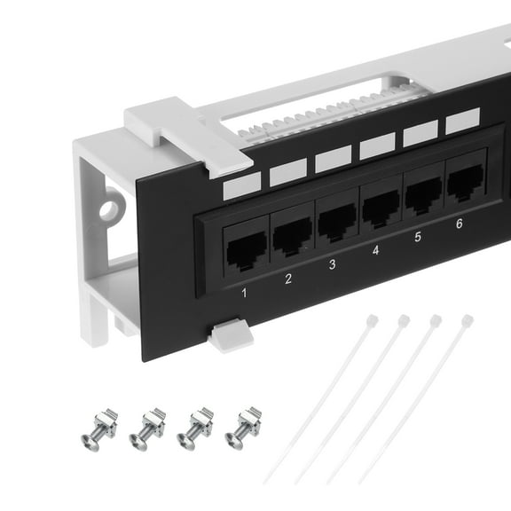 Uxcell Patch Panel, 2.3" x 10" Cat6 Key Stone Network 12-Port Patch Panel with Base