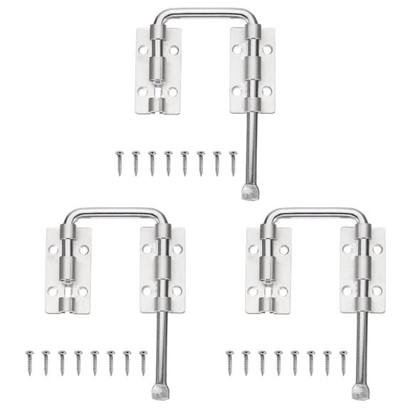 Uxcell Patio Sliding Door Loop Lock, (4-1/3", Silver)(3 Set), U-Shaped Lock Loop Latch, Suit for - Window/Screen/Barn/Garden/Fence/Shed