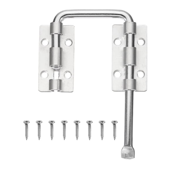 Uxcell Patio Sliding Door Loop Lock, (4-1/3", Silver), U-Shaped Lock Loop Latch, Suit for - Window/Screen/Barn/Garden/Fence/Shed