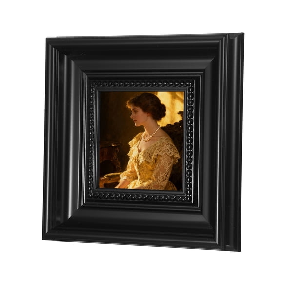 Uxcell Pearl Black Square Photo Frame, 7.5x7.5 Inch Resin Photo Frame Tabletop Display & Wall Mounted for Pictures Certificates Home Office Decor, Suits for 10.1x10.1cm Photo