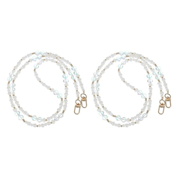 Uxcell Pearl Phone Chain Crossbody Lanyard, Beaded Flower Wrist Strap Pink