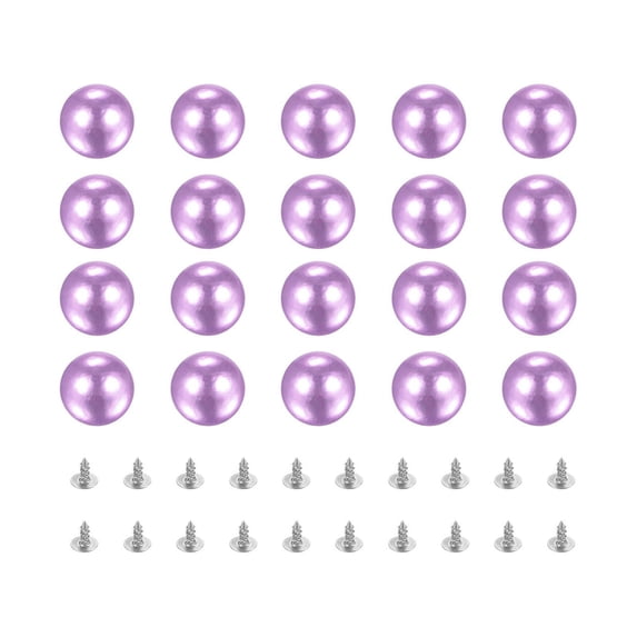 Uxcell Pearl Rivet Studs Kit, 10mm Pearl Rivets Faux Pearls Rivets Purple 50 Set