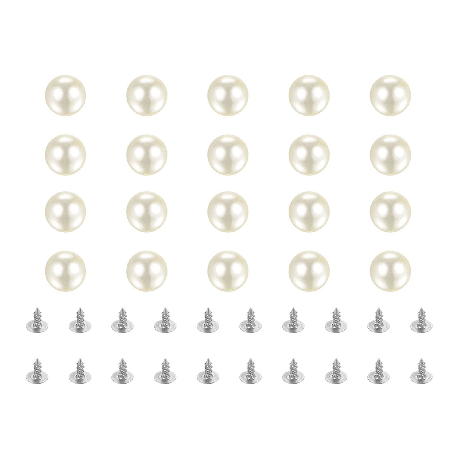 Uxcell Pearl Rivet Studs Kit, 8mm Pearl Rivets Faux Pearls Rivets Milky