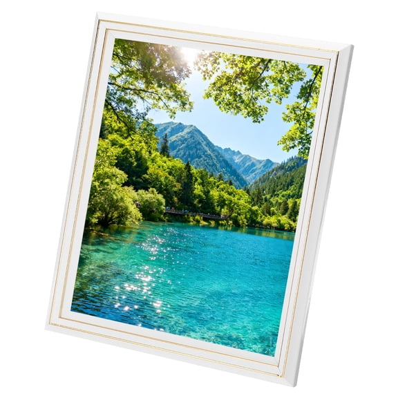 Uxcell Pearl White Rectangle Photo Frame, 11.2x9.1 Inch Resin Photo Frame Tabletop Display for Pictures Certificates Home Office Decor, Suits for 20.3x25.4cm Photo