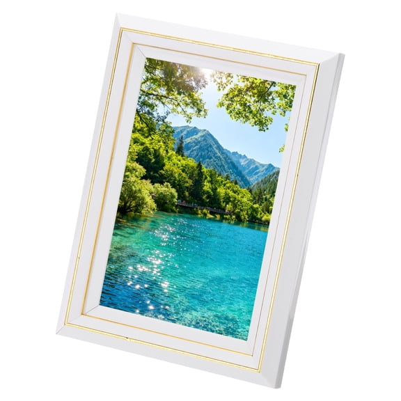 Uxcell Pearl White Rectangle Photo Frame, 7.1x5.2 Inch Resin Photo Frame Tabletop Display for Pictures Certificates Home Office Decor, Suits for 10.2x15.2cm Photo