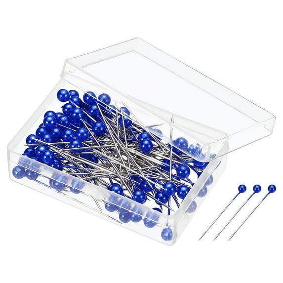 Uxcell Pearlized Sewing Pins Ball Head Needle Straight Quilting Pin, Blue 1 Set