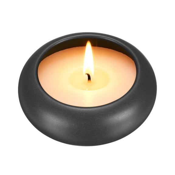 Uxcell Pebble Tea Light Candle Holder, 1.2" Height Tealight Candle Holder Handcrafted Ceramic Decorative Calming Home Decor Accent for Table Centerpiece Wedding, Black