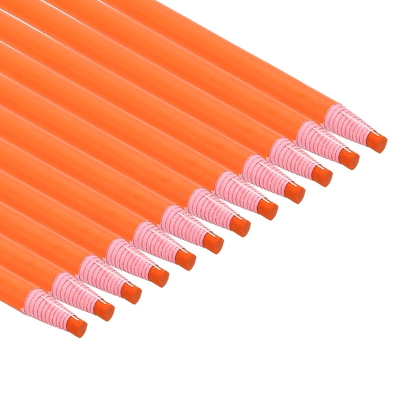 Uxcell 6.77'' x 0.33'' Peel-Off China Markers Grease Wax Pencils Wood for Glass Garments Vinyl Metal 12 Pcs Orange