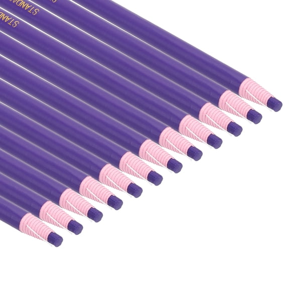 Uxcell 6.77'' x 0.33'' Peel-Off China Markers Grease Wax Pencils Wood for Glass Garments Vinyl Metal 12 Pcs Purple
