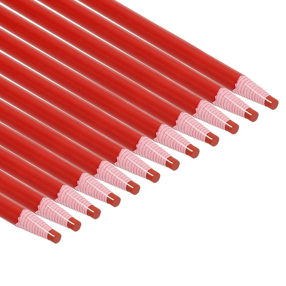 Uxcell 6.77'' x 0.33'' Peel-Off China Markers Grease Wax Pencils Wood for Glass Garments Vinyl Metal 12 Pcs Red