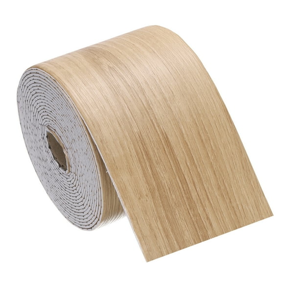 Uxcell Peel and Stick Waterproof Wall Border, 4" x 197" Yellow Wood Grain Removable Wallpaper Border Sticker Trim Wall Edging Lines for Wall Corner Table Furniture Mirror Frame