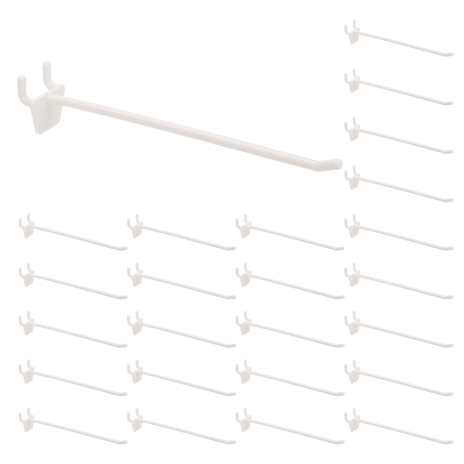 Uxcell Pegboard Hooks, (8 Inch, Milky White, Fit 1/4" Pegboard) (25 Pcs), ABS Plastic Peg Board Utility Hook Hanger Wall Storage Organizer, Suit for - Garage/Office/Home/Shop
