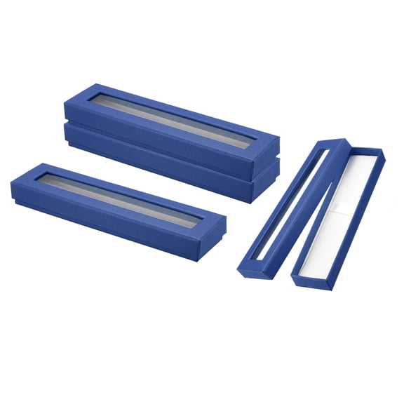 Uxcell Pen Gift Box, 4 Pack Empty Pen Case Cardboard Case with Clear Window Pen Display Box, Blue