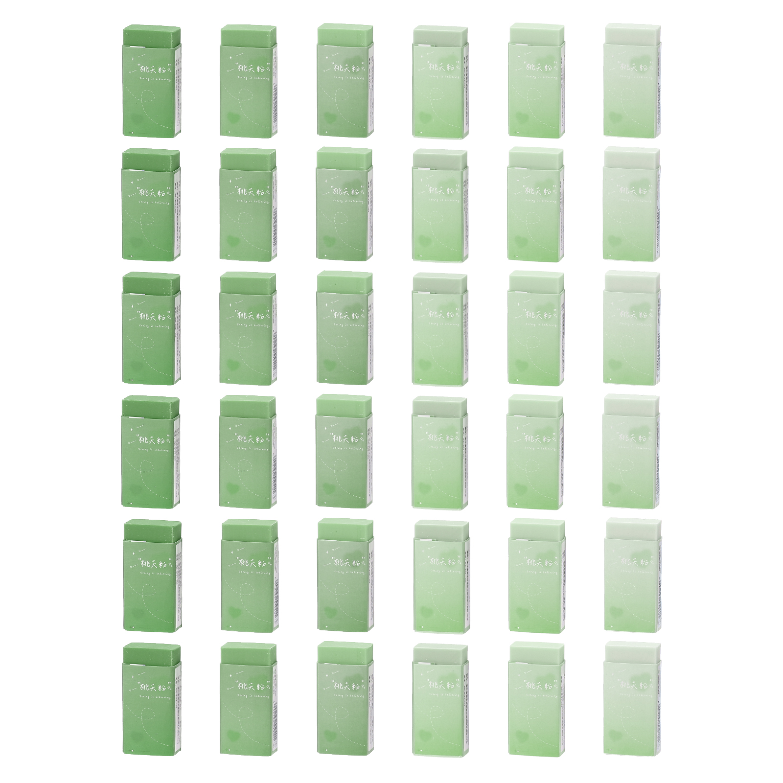 Uxcell Pencil Erasers, 36 Pcs Rubber Colorful Gradient Eraser Rectangular Eraser, Green