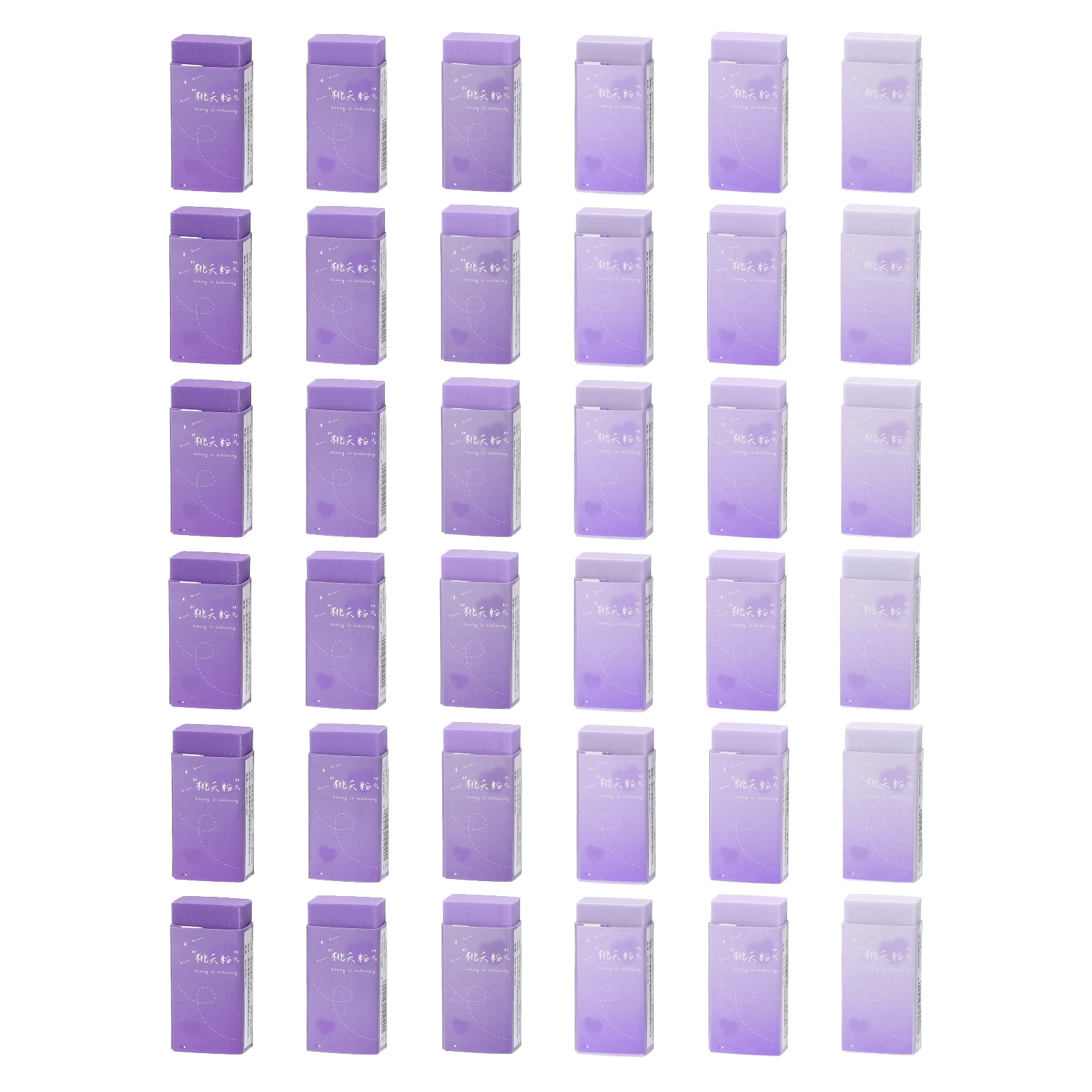 Uxcell Pencil Erasers, 36 Pcs Rubber Colorful Gradient Eraser Rectangular Eraser, Purple