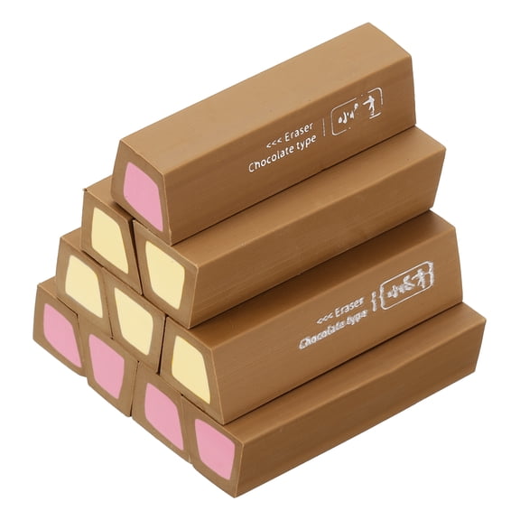 Uxcell Pencil Erasers Rubber, 10 Pcs Art Eraser, Small Rectangular Pencil Rubber Scented for Drawing Writing Math Office Home, Dark Brown/Apricot/Dark Pink