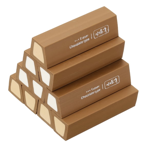 Uxcell Pencil Erasers Rubber, 10 Pcs Art Eraser, Small Rectangular Pencil Rubber Scented for Drawing Writing Math Office Home, Dark Brown/Apricot/White