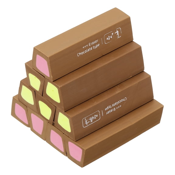 Uxcell Pencil Erasers Rubber, 10 Pcs Art Eraser, Small Rectangular Pencil Rubber Scented for Drawing Writing Math Office Home, Dark Brown/Green/Dark Pink