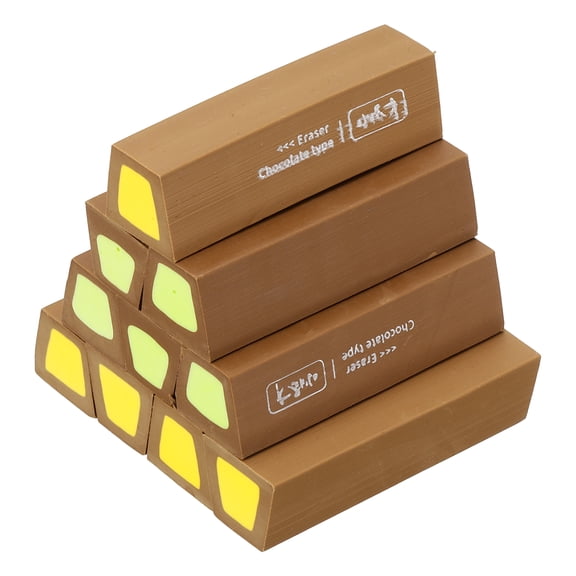 Uxcell Pencil Erasers Rubber, 10 Pcs Art Eraser, Small Rectangular Pencil Rubber Scented for Drawing Writing Math Office Home, Dark Brown/Green/Yellow