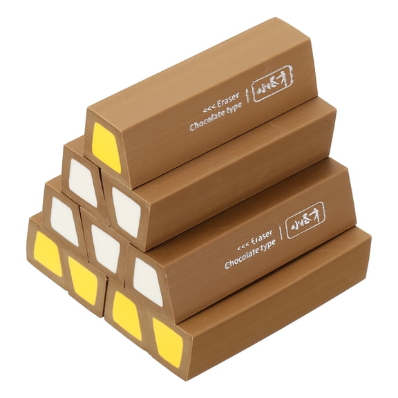 Uxcell Pencil Erasers Rubber, 10 Pcs Art Eraser, Small Rectangular Pencil Rubber Scented for Drawing Writing Math Office Home, Dark Brown/Yellow/White