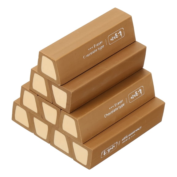 Uxcell Pencil Erasers Rubber, 10 Pcs Art Eraser, Small Rectangular Pencil Rubber Scented for Drawing Writing Math Office Home, Dark Brown/Apricot