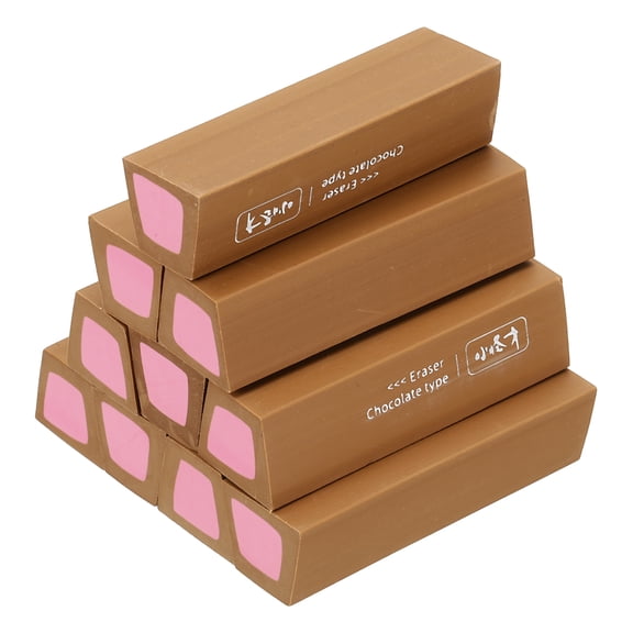 Uxcell Pencil Erasers Rubber, 10 Pcs Art Eraser, Small Rectangular Pencil Rubber Scented for Drawing Writing Math Office Home, Dark Brown/Dark Pink
