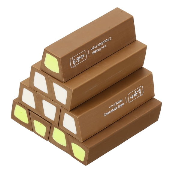 Uxcell Pencil Erasers Rubber, 10 Pcs Art Eraser, Small Rectangular Pencil Rubber Scented for Drawing Writing Math Office Home, Dark Brown/Green/White