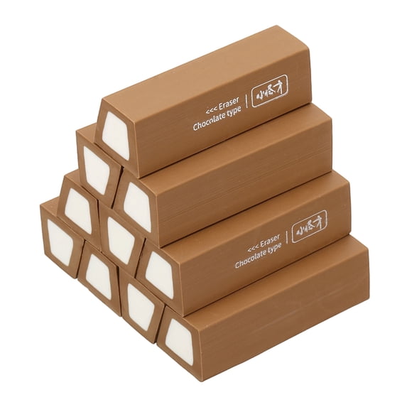 Uxcell Pencil Erasers Rubber, 10 Pcs Art Eraser, Small Rectangular Pencil Rubber Scented for Drawing Writing Math Office Home, Dark Brown/White