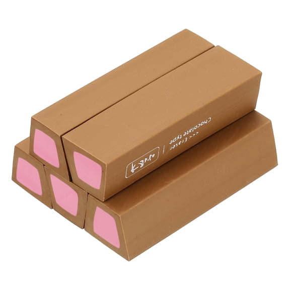 Uxcell Pencil Erasers Rubber, 5 Pcs Art Eraser, Small Rectangular Pencil Rubber Scented for Drawing Writing Math Office Home, Dark Brown/Dark Pink