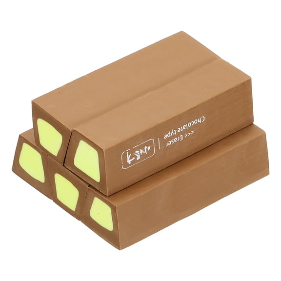 Uxcell Pencil Erasers Rubber, 5 Pcs Art Eraser, Small Rectangular Pencil Rubber Scented for Drawing Writing Math Office Home, Dark Brown/Green