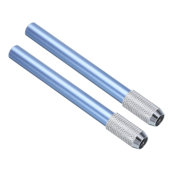 Uxcell Pencil Extenders, 2Pcs Art Adjustable Head Metal Pencil Holder Lengthener for Short Pencil Colored Pencil, Blue