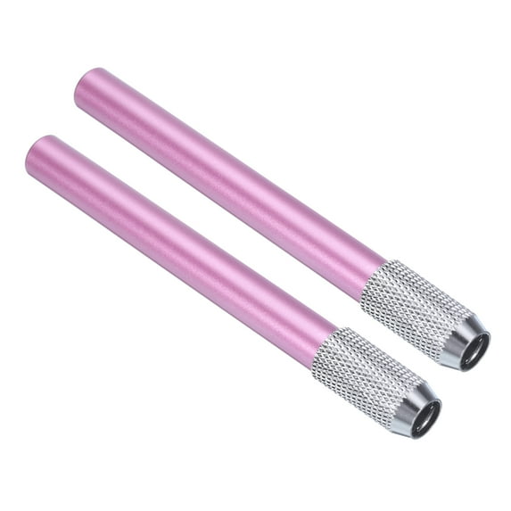Uxcell Pencil Extenders, 2Pcs Art Adjustable Head Metal Pencil Holder Lengthener for Short Pencil Colored Pencil, Pink