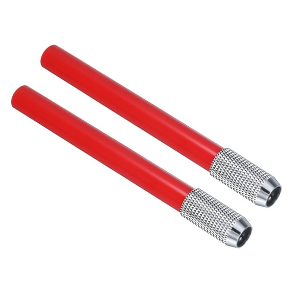 Uxcell Pencil Extenders, 2Pcs Art Adjustable Head Metal Pencil Holder Lengthener for Short Pencil Colored Pencil, Red