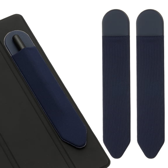 Uxcell Pencil Holder for Stylus, 2 Pcs Adhesive Elastic Pen Case Sleeve Pouch Stylus Holder Pocket Elastic Pen Pouch Accessories for Tablet Case Notebook Outdoor, Navy Blue