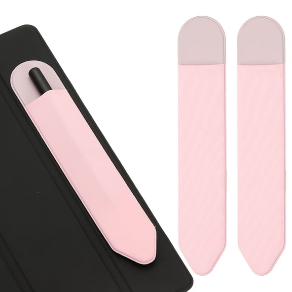Uxcell Pencil Holder for Stylus, 2 Pcs Adhesive Elastic Pen Case Sleeve Pouch Stylus Holder Pocket Elastic Pen Pouch Accessories for Tablet Case Notebook Outdoor, Pink