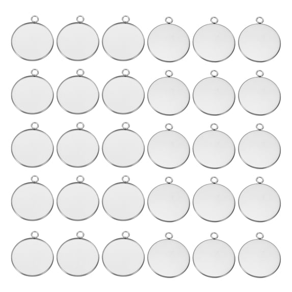 Uxcell Pendant Trays, 30 Pack 316 Stainless Steel 25mm Round Bezel Trays Pendant Base Cabochons Settings Trays
