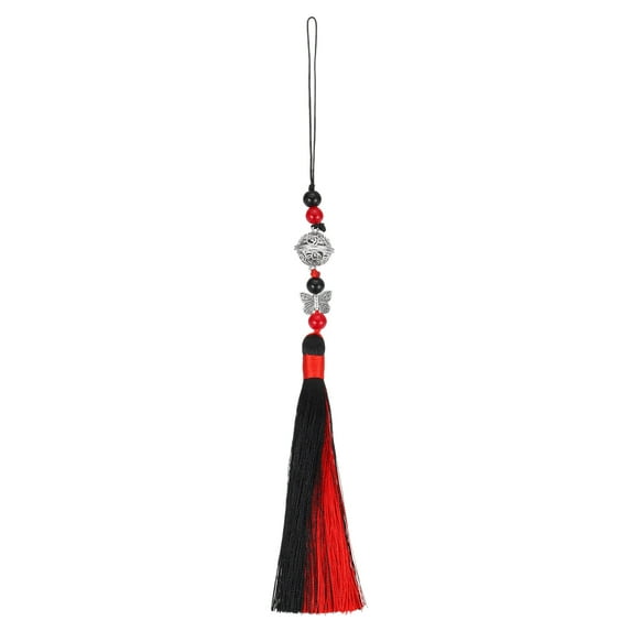 Uxcell Pendants with Tassels, 1 Pcs Classic Bells Tassel Pendant 25cm/9.84inch, Black/Red