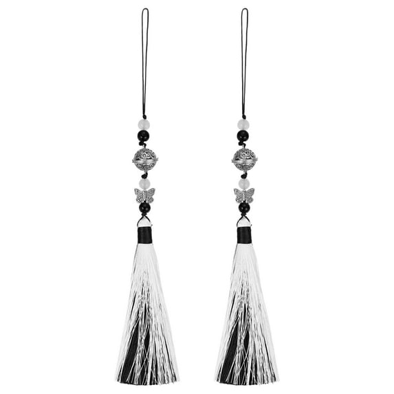 Uxcell Pendants with Tassels, 2 Pcs Classic Bells Tassel Pendant 25cm/9.84inch, Black