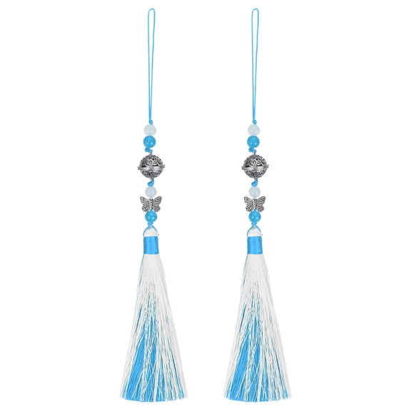 Uxcell Pendants with Tassels, 2 Pcs Classic Bells Tassel Pendant 25cm/9.84inch, Light Blue