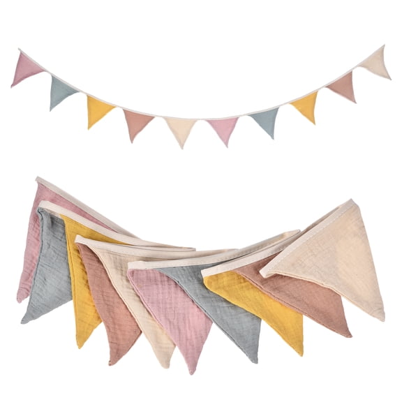 Uxcell Pennant Banner Flags, 7.74 ft x 4.7 Inch Cotton Fabric Triangle Flags Wall Decor for Picnic Wedding Christmas Outdoor Birthday Party BBQ Decorations, Multicolor