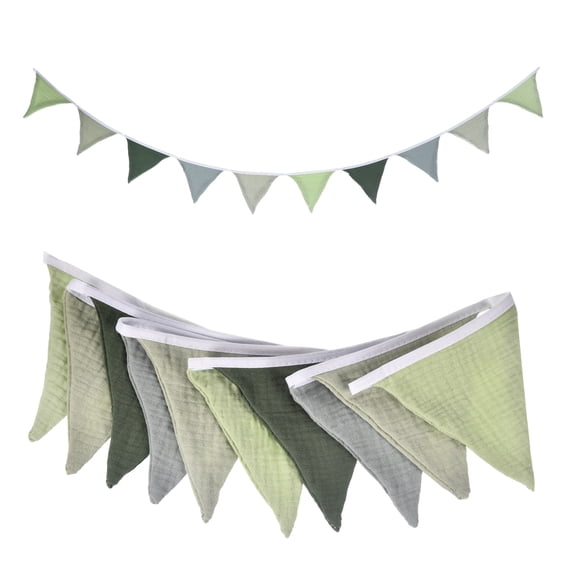 Uxcell Pennant Banner Flags, 7.74 ft x 4.7 Inch Cotton Fabric Triangle Flags Wall Decor for Picnic Wedding Christmas Outdoor Birthday Party BBQ Decorations, Army Green