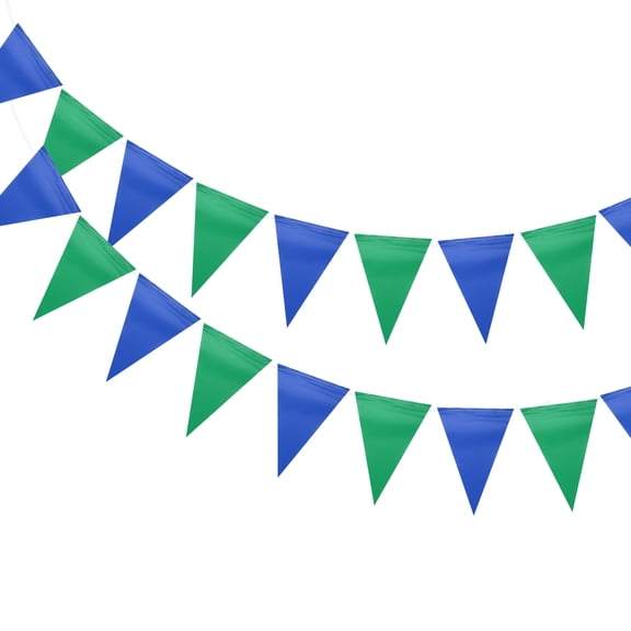 Uxcell Pennant Banner Flags String Triangle Hanging Flags for Festive, Wedding, Birthday Party Decorations Deep Blue, Green
