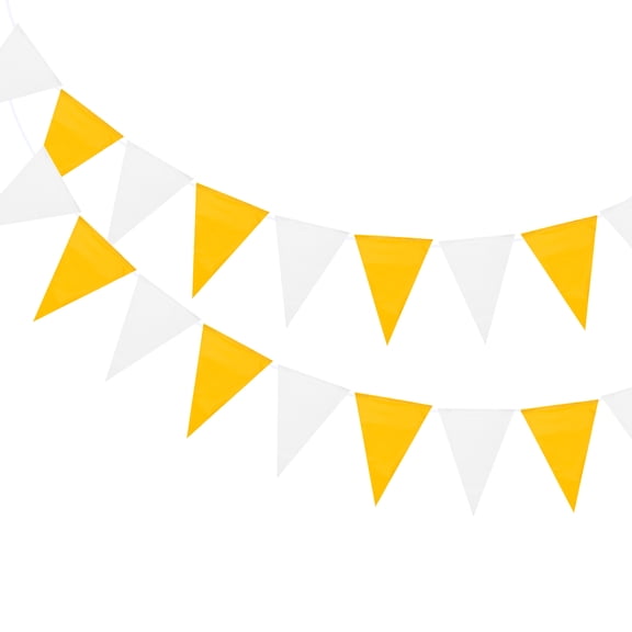 Uxcell Pennant Banner Flags String Triangle Hanging Flags for Festive, Wedding, Birthday Party Decorations White, Yellow