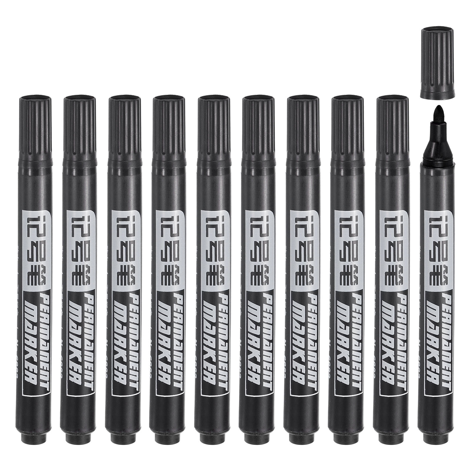 Uxcell Permanent Marker Pens Black Ink Medium Tip Oil Based Paint