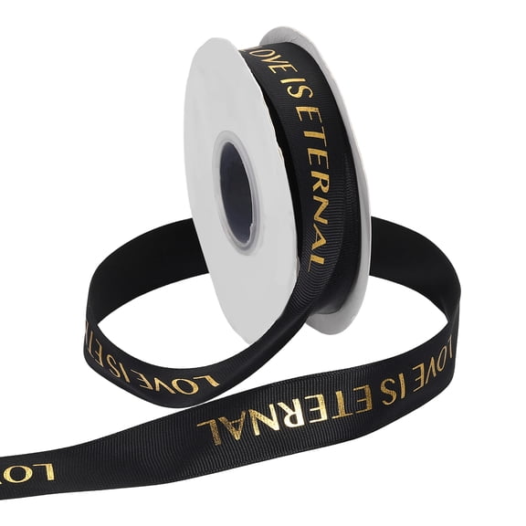 Uxcell Personalized Grosgrain Ribbon 0.6 inch x 40 yards Polyester Ribbon Black