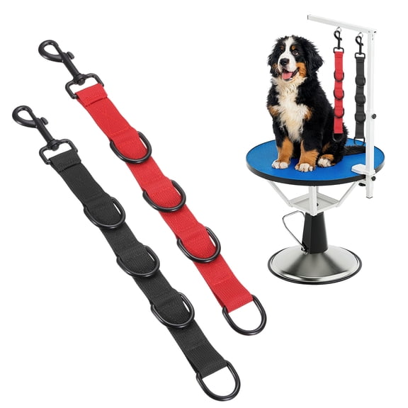 Uxcell Pet Dog Grooming Loops, Adjustable Nylon Table Arm Extender Belly Strap with 4 Black D-Rings Restraint Leash(Black/Red, 2Pcs), Intended for Fixed Dog Bathing Hair Cutting