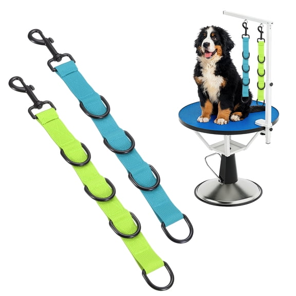 Uxcell Pet Dog Grooming Loops, Adjustable Nylon Table Arm Extender Belly Strap with 4 Black D-Rings Restraint Leash(Green/Blue, 2Pcs), Intended for Fixed Dog Bathing Hair Cutting